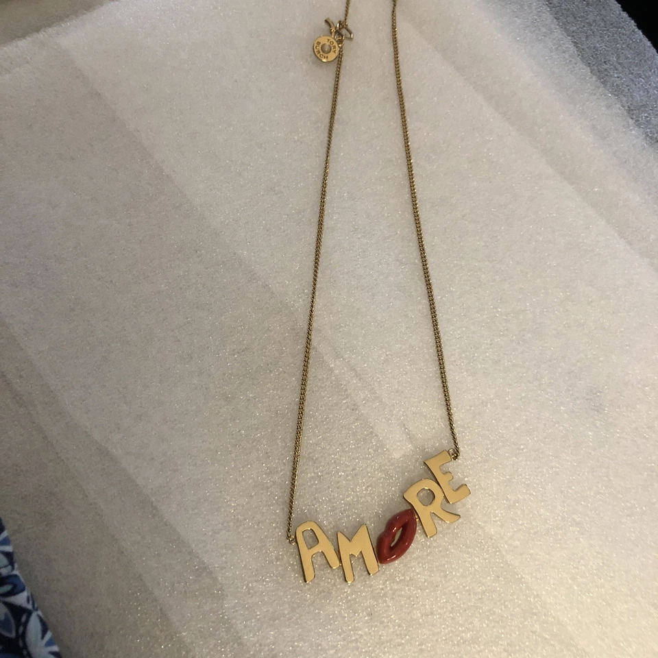 Lindo colar Tory Burch Goldtone Amore 18 polegadas de comprimento - Imagem 3 de 4