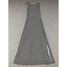 Banana Republic Maxi Dress XS Black White Geometric Keyhole Sleeveless Side Slit