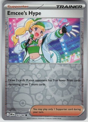 Emcee's Hype - 163/182 Reverse Holo Common SV10: Destined Rivals NM