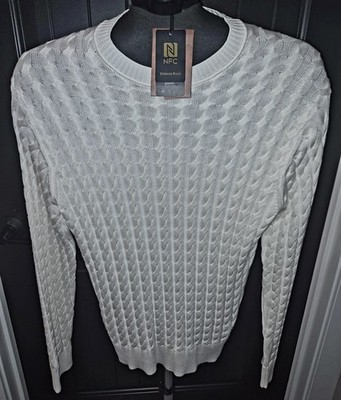 Stefano Ricci Men's Crewneck Sweater Silk-Cotton Blend White Size 46