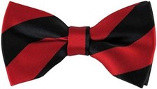 collegiate Stripe Pre-Tied Bow Tie Black and Red
