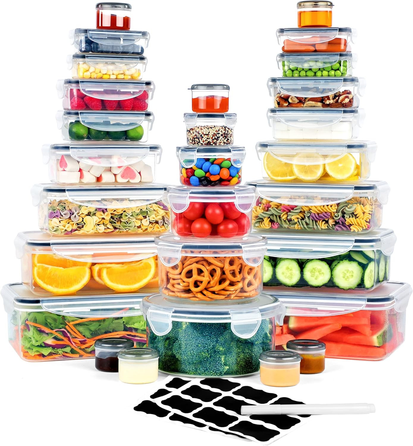 56-Piece Clear Food Storage Container Set with Lids