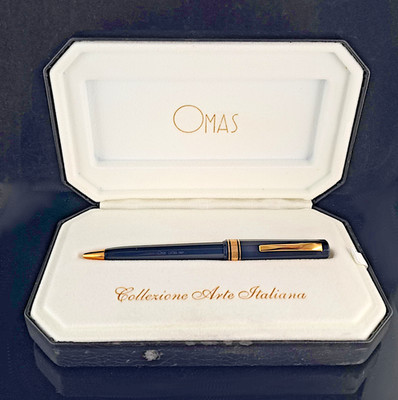 Omas Exact 2401 Blue BP   Original Box & Art Sleeve   Vintage Italy 1980
