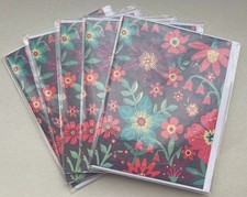 Set Of 5 Floral Themed Mini Blank Cards With Envelopes.