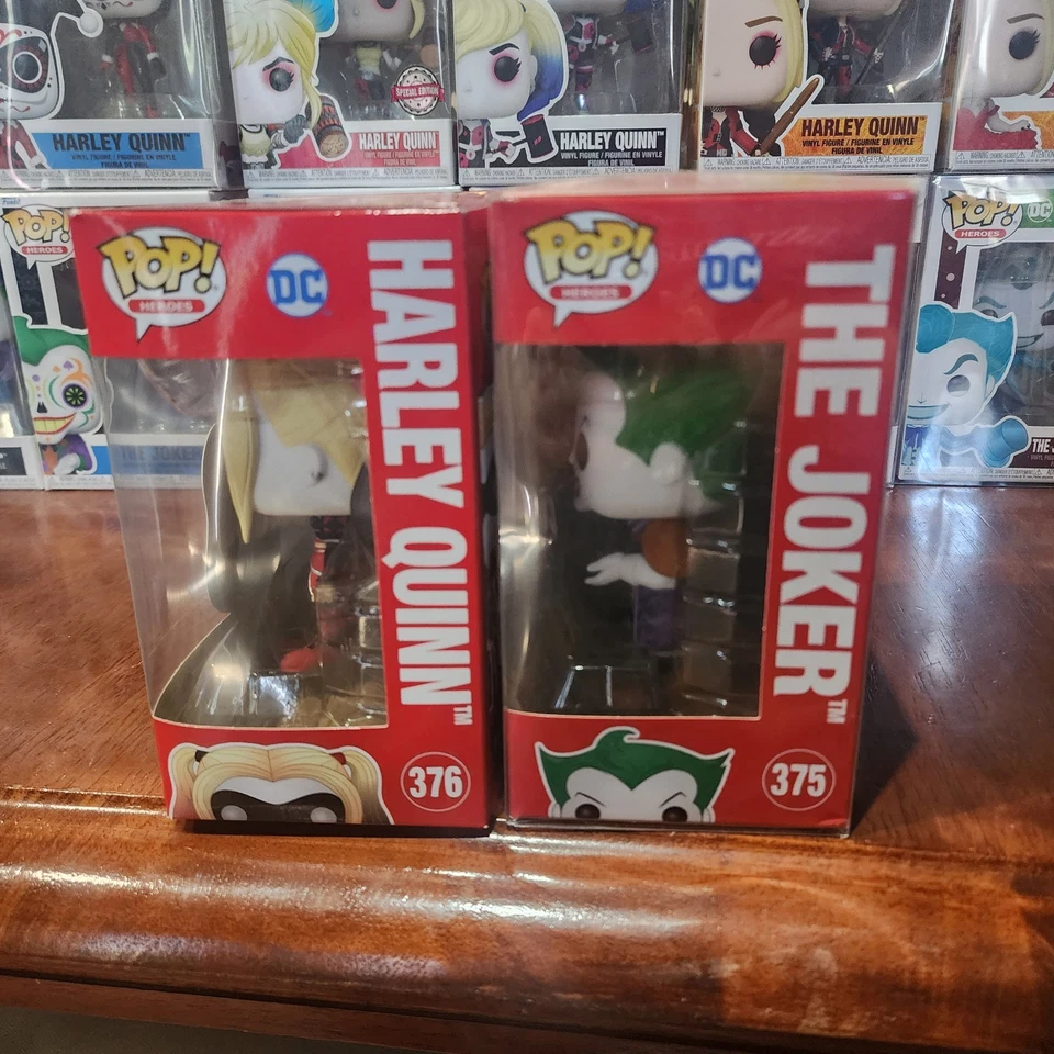 DC Imperial Heroes #375 376 Joker Harley Quinn Funko Pop Duo Foto 2 de 4