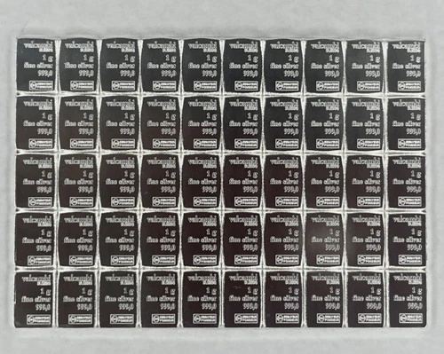50 x 1-Gram SILVER  999 PURE Valcambi Combibar Swiss Bullion
