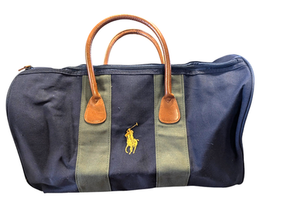 Polo RALPH LAUREN Blue Green Duffle Bag Canvas Travel With Strap