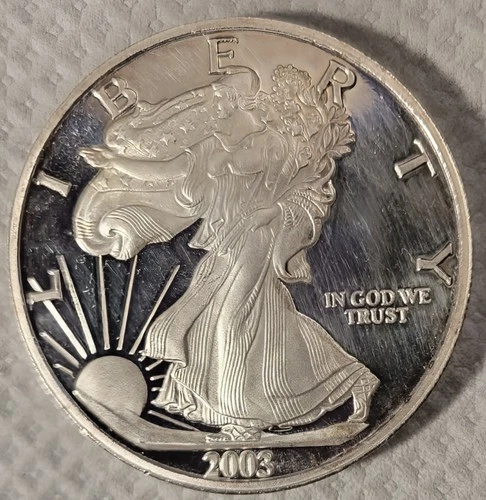 2003 Walking Liberty Dawn of New Millennium .999 Fine Silver Round One Troy Oz..