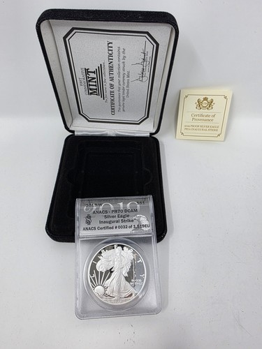 2019-W ANACS PR70DCAM 1 Oz Fine Silver Eagle + Box + COA - Afbeelding 2 van 5