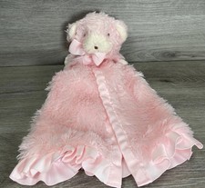Manta de seguridad Mud Pie Lovey Bear rosa satinado blanco suave volante peludo perro?