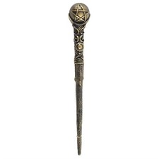 Bronze Pentagram Ritual Wand • Witchcraft Wiccan Pagan Magic Altar