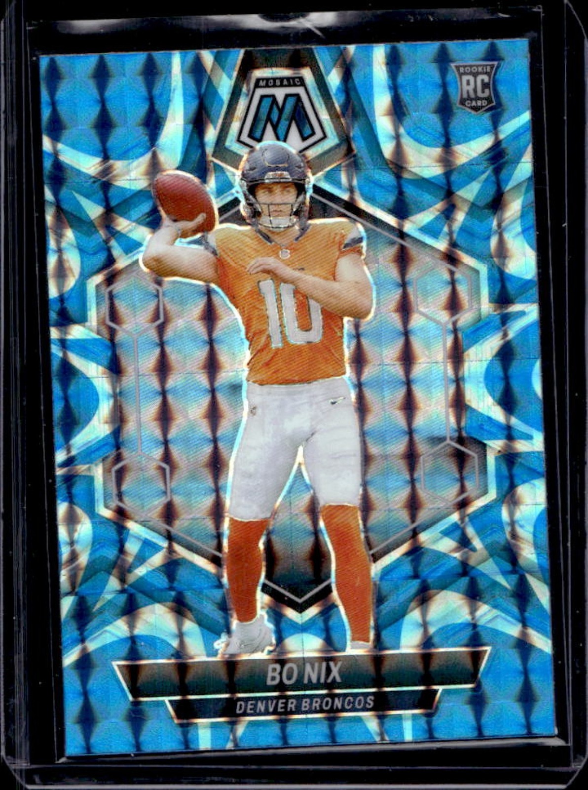 2024 Mosaic Bo Nix RC Reactive Blue Prizm Rookie #312 Broncos
