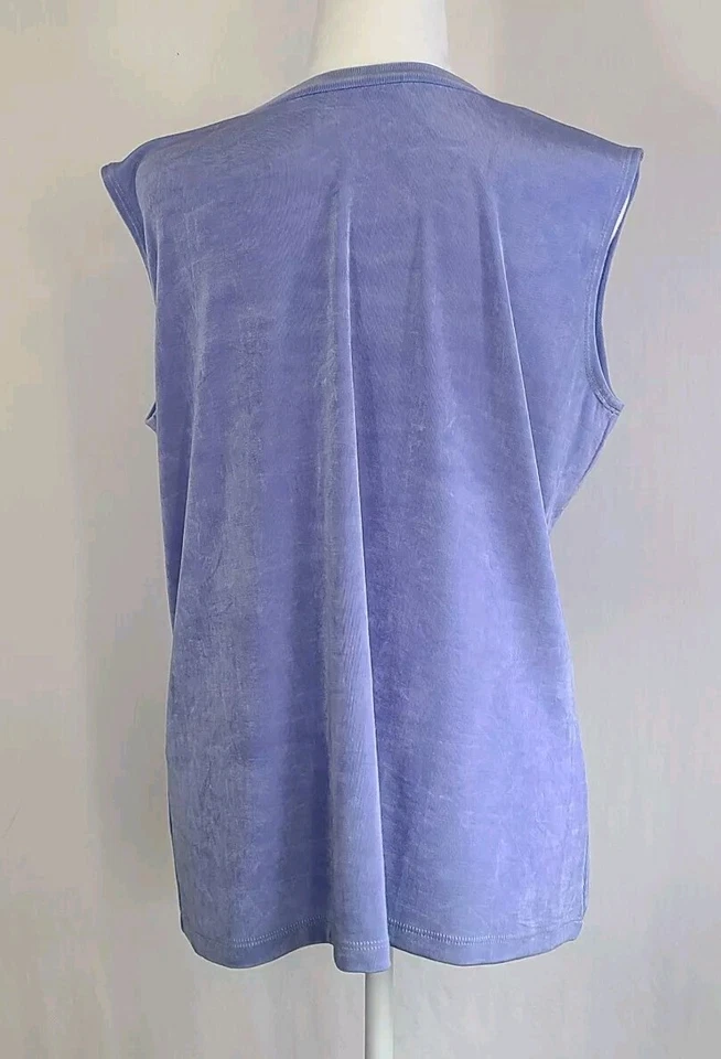 Blusa sin mangas Weekenders lila púrpura grande capa delgada brillante elástica L/XL Foto 3 de 4