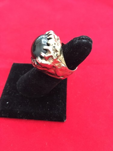 ANILLO DE PLATA ESTERLINA DE COLECCIÓN FIRMADO GC CON PIEDRA DE COLOR OSCURO PROBABLEMENTE MÉXICO - Imagen 2 de 11