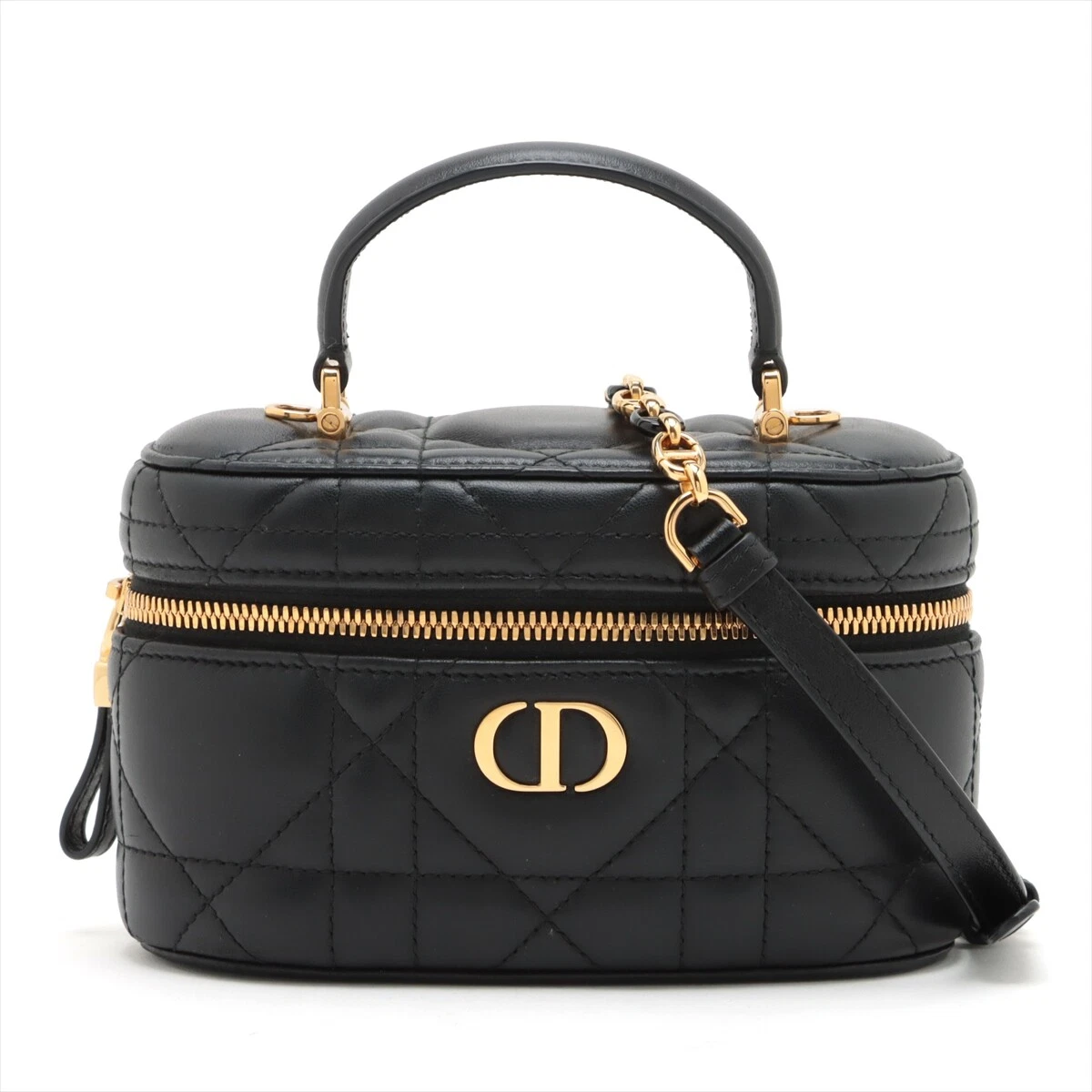SAC VANITÉ 2 VOIES Christian Dior Cannage Caro cuir noir