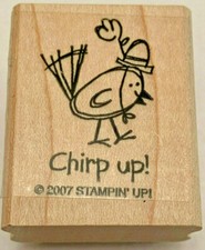 STAMPIN' UP "Chirp Up " Birdie Rubber Stamp - Wood Mounted - Unused