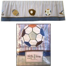 KidsLine Home Field Sports Valance 14 x 60" Plush Appliques Blue Brown 3 Avail