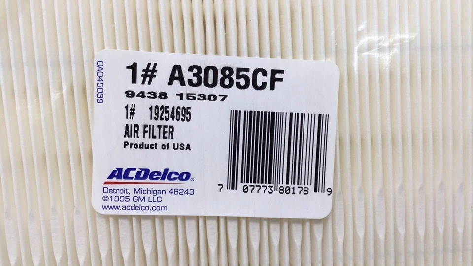 ACDelco A3085CF Engine Air Filter GM 19254695 - Image 3 of 4