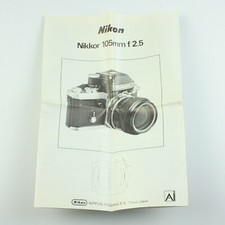 Nikon Nikkor 105mm f/2.5 - Lens Manual - Vintage Guide Instructions - Pamphlet