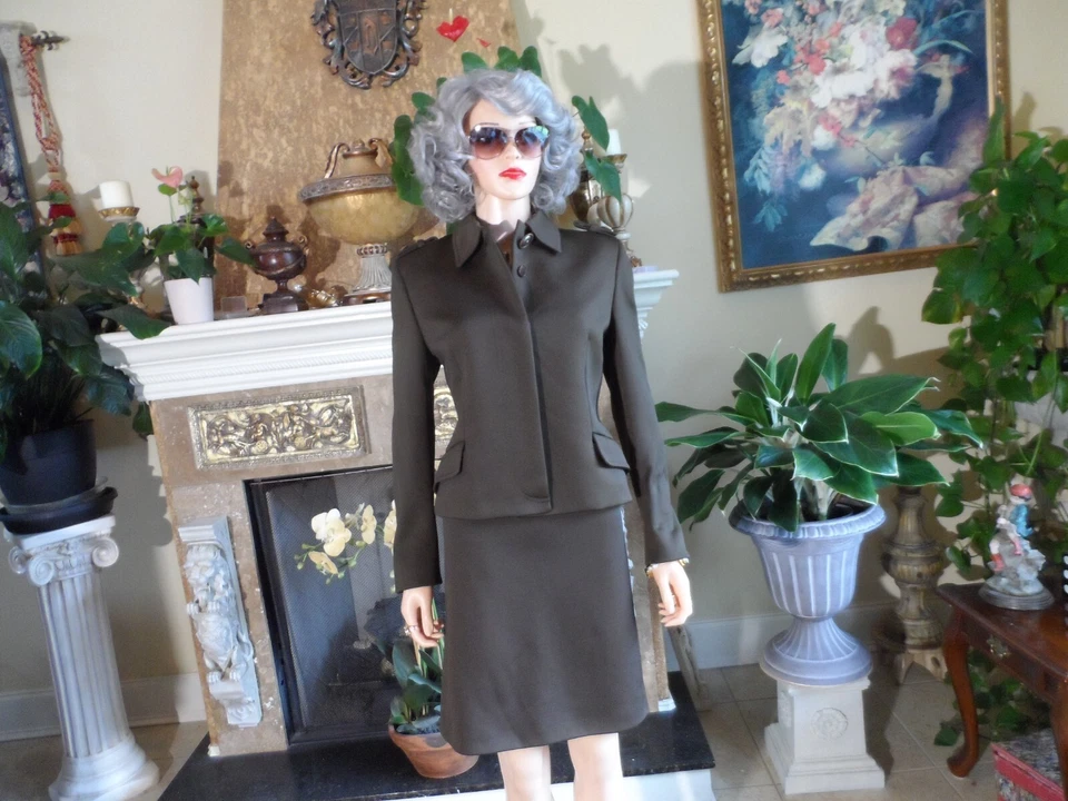 Traje Falda Gianni Versace Couture Marrón Chocolate Talla IT 44-US 8 Foto 4 de 4