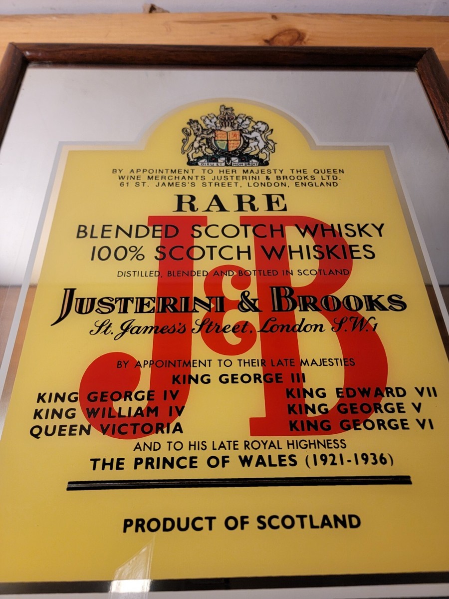 JUSTERINI&BROOKS J&B SCOTCH WISKEY パブミラー 1995 J&B Rare Scotch