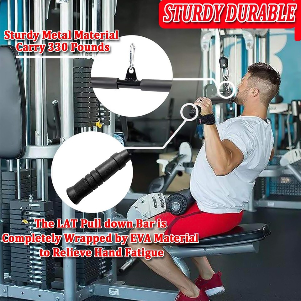 LAT Pull Down Bar, Cable Machine Attachments Straight Bar Tricep Press