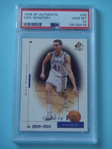 1998 UD SP Authentic Dirk Nowitzki KEY RC #2529/3500 PSA 10 LOW POP MAVERICKS