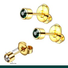 Ear Piercing Crystal Gem Surgical Stainless Steel Stud Earrings Sterile 1 Pairs