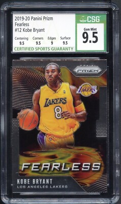 2019 Panini Silver Prizm Kobe Bryant Fearless Card #12 CSG 9.5