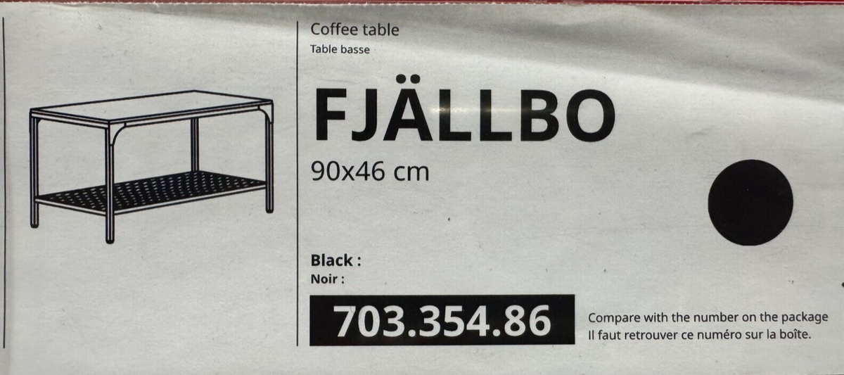 Brand New IKEA FJALLBO Black Coffee Table 90x46 cm (35 3/8x18 1/8