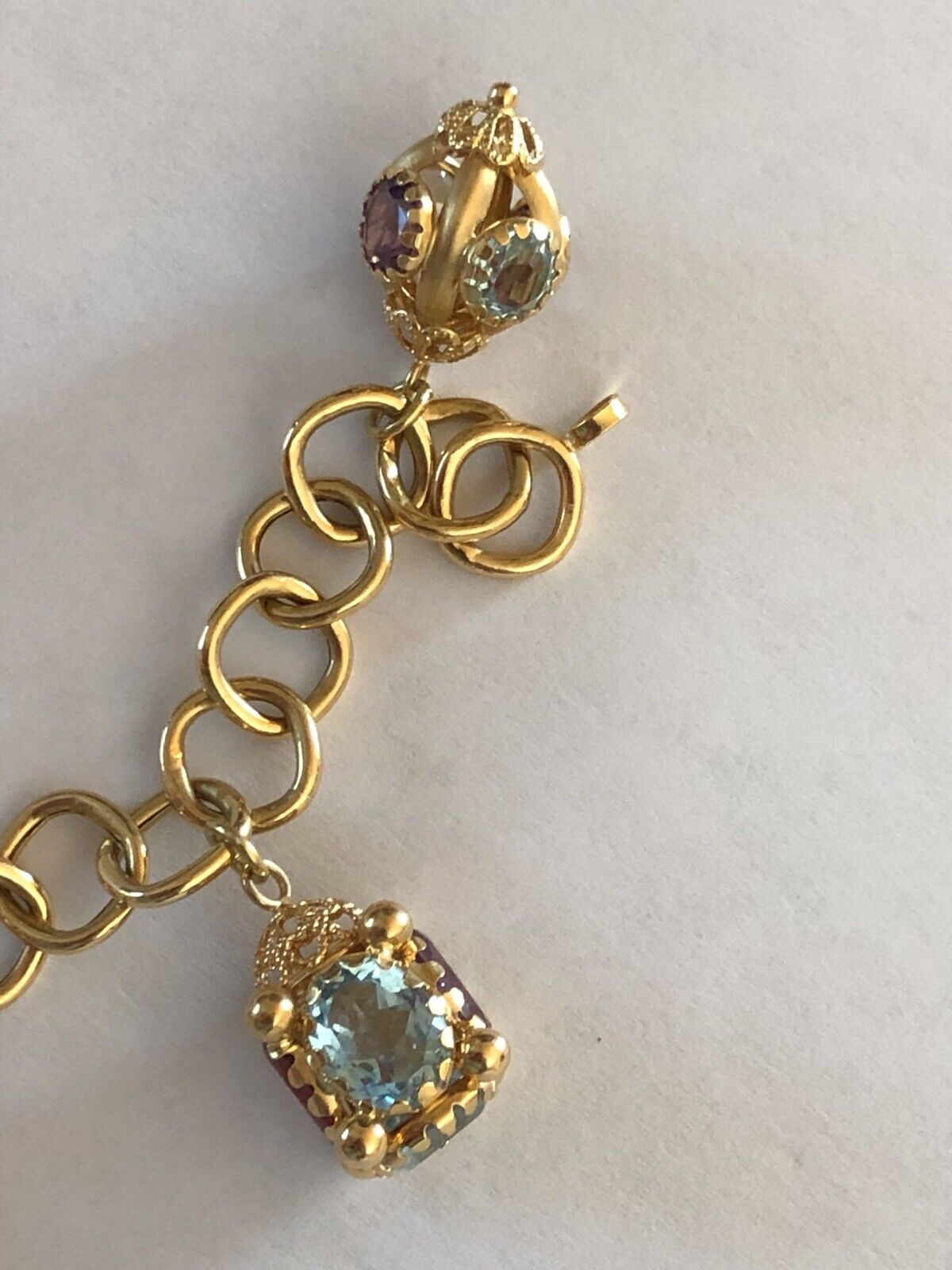 Stunning & Exquisite 18k Yellow Gold Sputnik Bracelet 7" with Gems - 21.8 g