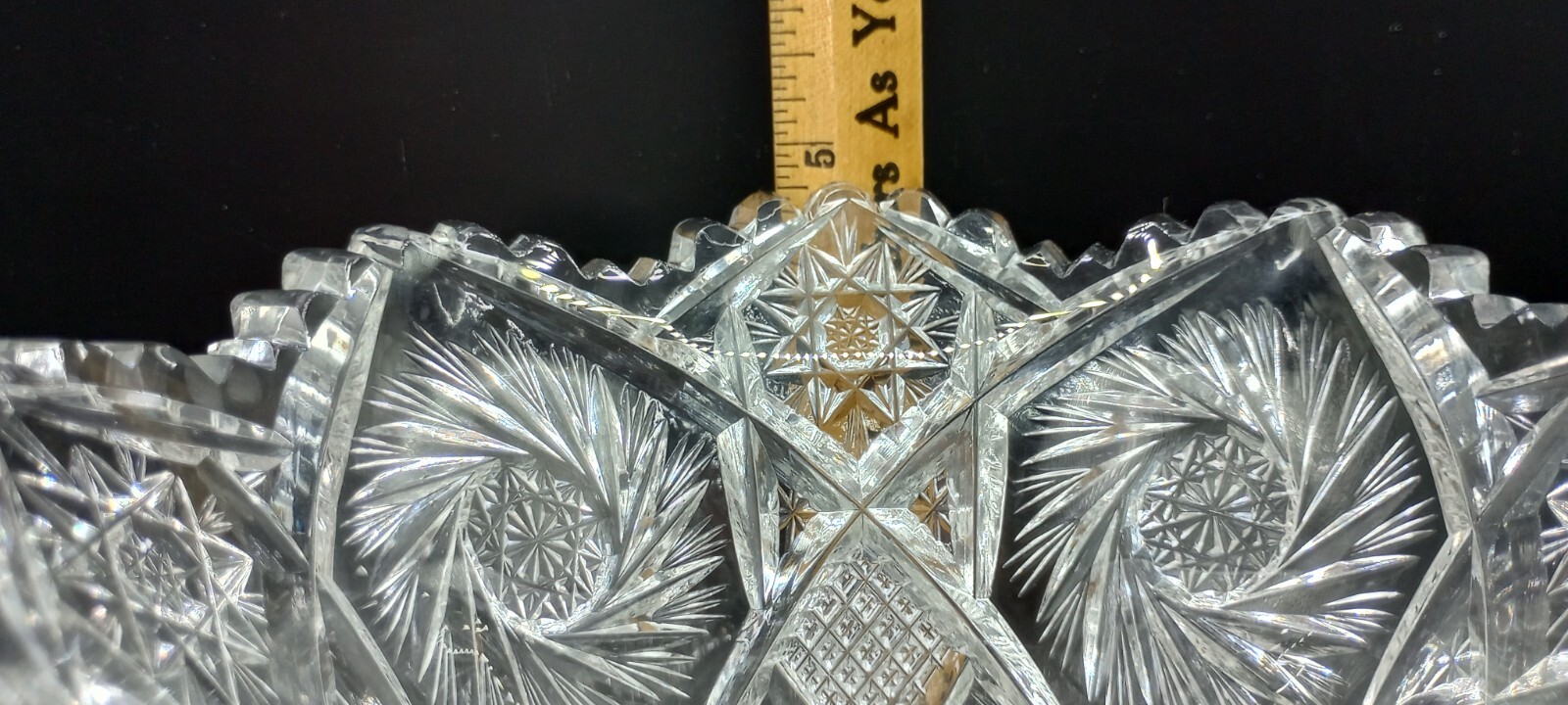 Antique American Brilliant Period Cut Glass Punch Bowl**BASE ONLY** 4-7/8" hi.  