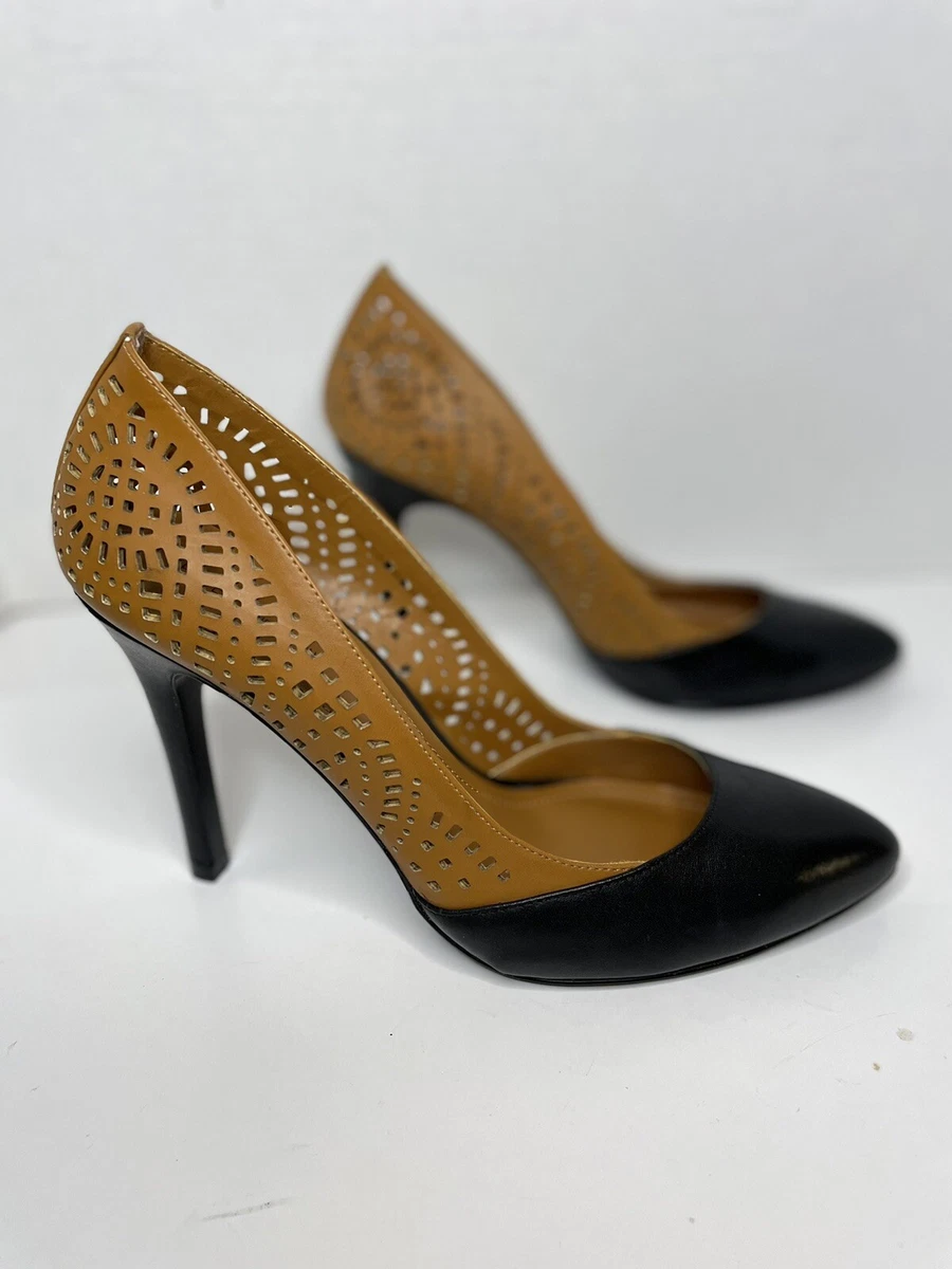 NEW BCBGeneration Women s Tan Leather Cut out Black Closed Toe