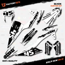 White Black Slick Racing Graphics Kit fit KTM 20-23 EXC EXCF XCW 200 250 300 450