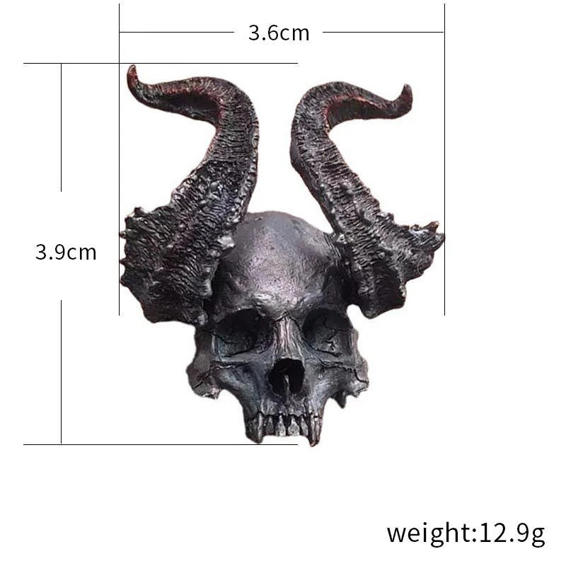 Anillo calavera cuerno de buey de cobre para hombre 10 piezas punk motociclista joyería tamaño ajustable Foto 4 de 4