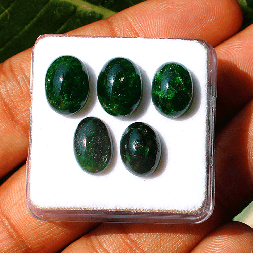 5 Pcs Natural Tsavorite Untreated Rich Green 10mm-11.8mm Oval Cabochon Gemstones - Picture 14 of 16