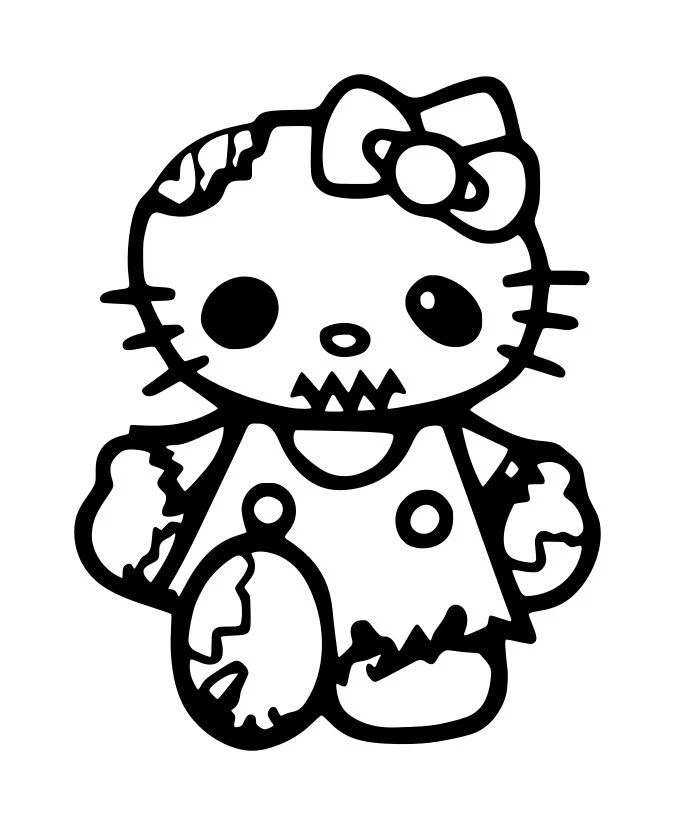 Zombie Hello Kitty Coloring Pages
