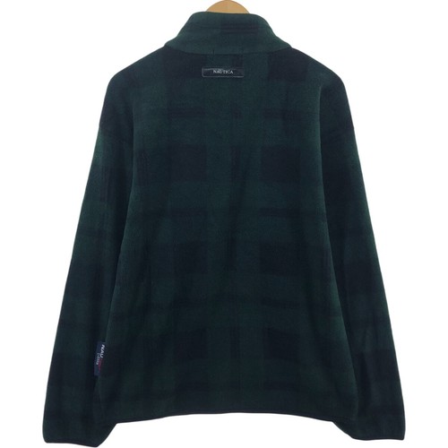 90'S NAUTICA Check Pattern NAUTECH Half Zip Fleece Pullover Hoodie Men's L S... - Picture 2 of 6