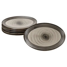 Mäser Prospero 6x Platte oval 24,4cmx16,8cm braun Porzellan Relief Grill-Teller 