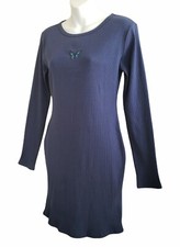 Wild Fable Dress Womens M Blue Knit Ribbed Long Sleeve Scoop Neck Stretch