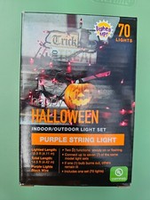Halloween 70 Purple String Lights Indoor/Outdoor 14.5ft Black Wire NEW NIB