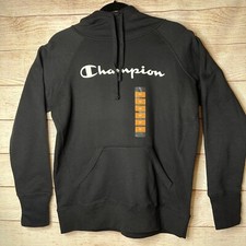 Champion Black Long Sleeve Hoodie Hooded Sweatshirt Pockets NWT Women's M