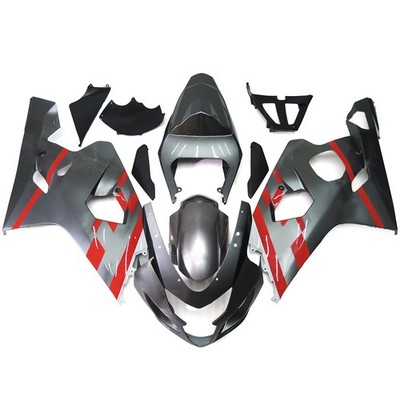 For GSXR600 GSXR750 2004 2005 Suzuki Grey Red Complete ABS Fairings Plastics Kit