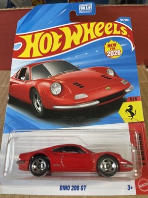Brand New 2026 Hot Wheels Red Ferrari Dino 206 GT-Ferrari #5/5!