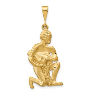 14k Gelbgold Wassermann Anhänger Halskette Wasserträger Sternzeichen Luftzeichen Medaillon