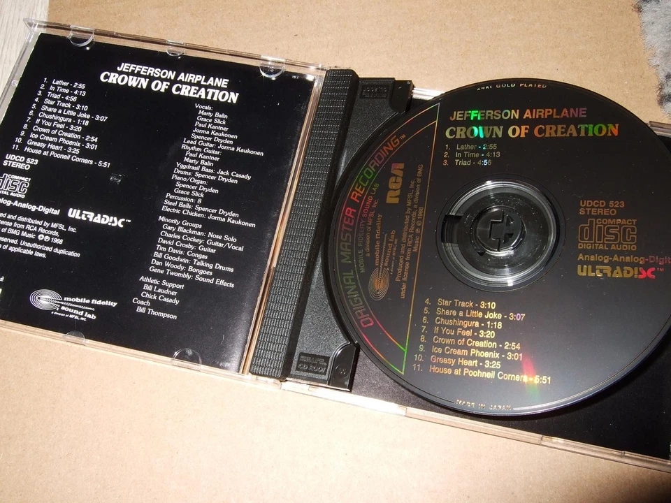 JEFFERSON AIRPLANE : CROWN OF CREATION 24KT GOLD CD 1989 MFSL ULTRADISC UDCD - Bild 3 von 3