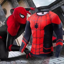 Men's T-shirts Spider Superhero Compression Tights Tops Short Sleeve Tee Gym NEW
