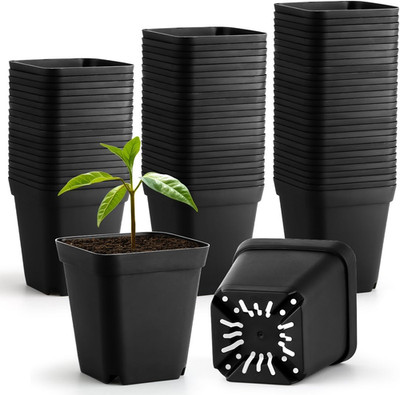 60 Pcs Nursery Pots 2.7 Inch, Plastic Seed Starting Pot with Drainage Holes, Stu