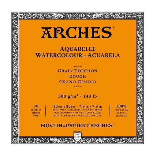 Arches Watercolor Block 7.9""x7.9"", 140lb Rough, 20 Sheets - Picture 1 of 1