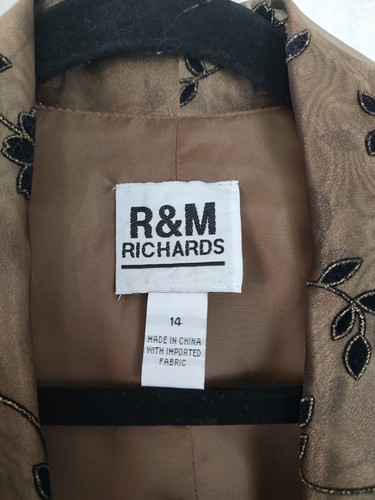 R&M Richards Floral Embroidered Sheer Jacket Party Occasion Size 14 - Picture 3 of 10